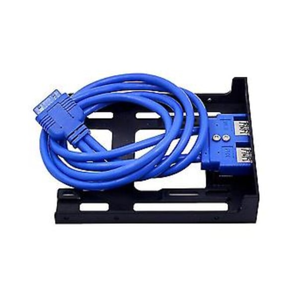 2 Portar USB 3.0 Frontpanel Diskettenhetsfack 20 Pin USB3.0 Hub Expansionskabel Adapter Plastfäste