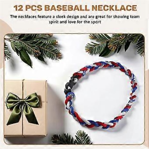 12 st Baseboll Halsband 45 cm, Lagpresent till Basebollfans (Röd, Blå, Vit)