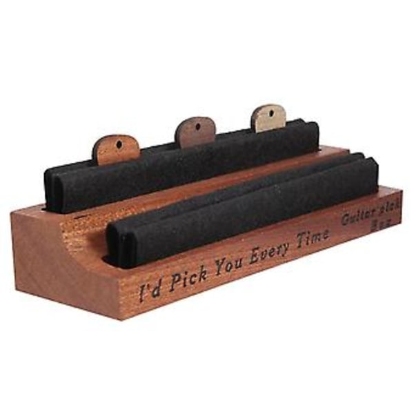 Gitarrplektrumhållare Set med 3 Träplektrum, Naturligt Trä Gitarrplektrum Displayfodral Mini Gitarrförvaring