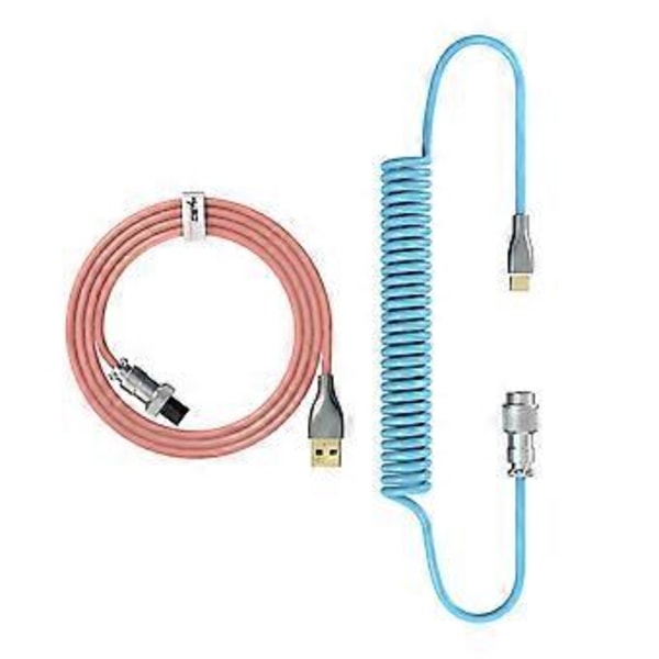 1,7 m Spiral Type C USB-kabel Flätad Tråd För Gaming Tangentbord Smartphone