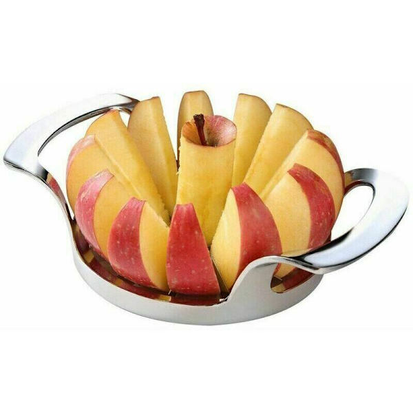 Æbleskærer i rustfrit stål, æbleskærer, æblekernefjerner, 8 blade, sølv, 16,8 x