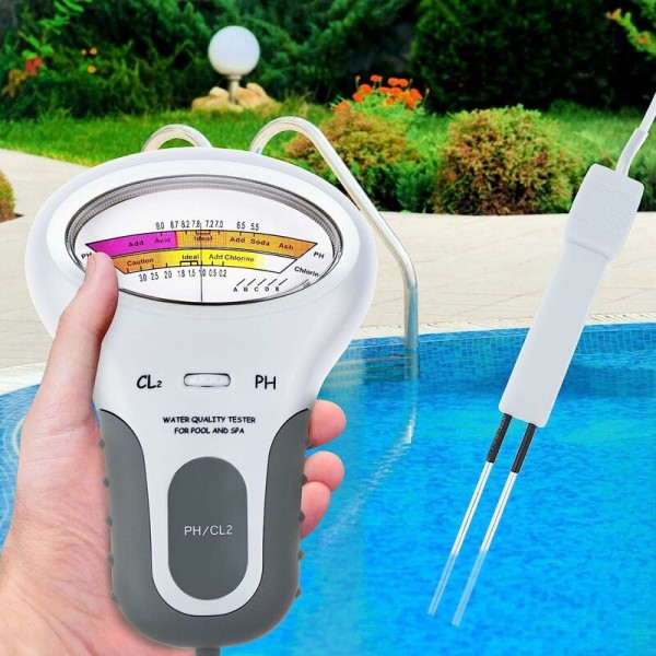 2-in-1 kloori- ja pH-mittari uima-altaan testeri, CL2-tasomittarin testi kylpyläveden laadun analyysin monitorointianalysaattori, kädessä pidettävä Porta