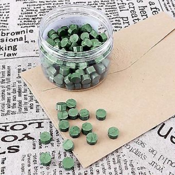 Seglvoksperler, 200 stk. Voksseglperler, Voksseglsett Grønn Vokssegl For Voksstempel Forsegling Og