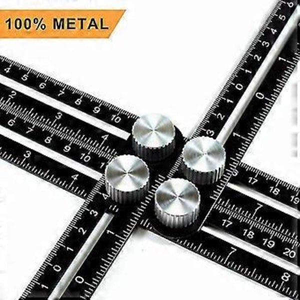 Snickeriverktyg Aluminiumlegering Multifunktionell Flyttbar Fyrdubbel Linjal Mätvinkelmätare