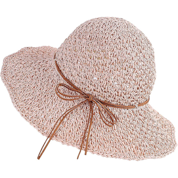 Dam Solhatt Halm UV-skydd Strand Solhatt Stor Brätte Floppy Strandhatt
