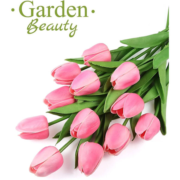 12-pack konstgjorda tulpaner konstgjorda blomsterarrangemang buketter för hemmakontor bröllopsdekor verklighetstrogna konstgjorda blommor rosa