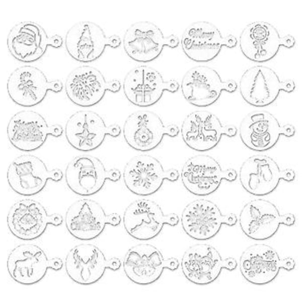 30 Stk. Kage Stencils Cookie Skabeloner Kaffe Stencils Genanvendelige Kage Stencil Skabeloner Prægning