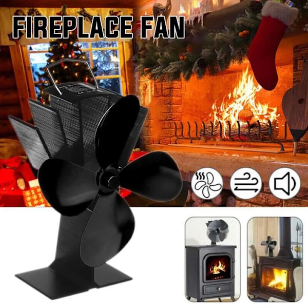 Fan for Wood Stove 4 Blades Silent Automatic 50¡ãC to 400¡ãC Powered by Heating Ecological Fireplaces