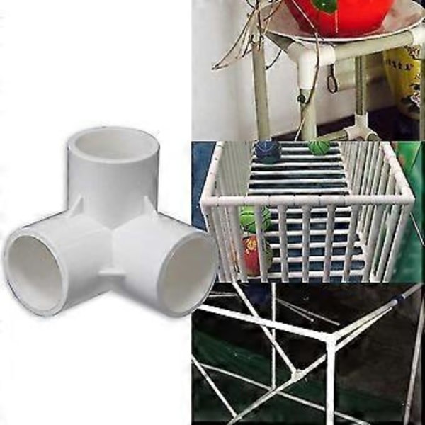 3-vejs PVC-fittings, PVC-rørkoblinger, tredimensionelle fittings, møbelkoblinger, drivhusramme (størrelse: 32 mm) Hy