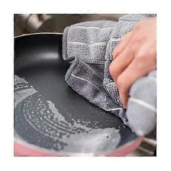 Mikrofiber Køkkenhåndklæder - Super Absorberende, Bløde Viskestykker, 8 Pak Stribet Design Grå Og Hvid