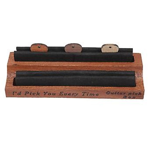 Gitarrplektrumhållare Set med 3 Träplektrum, Naturligt Trä Gitarrplektrum Displayfodral Mini Gitarrförvaring