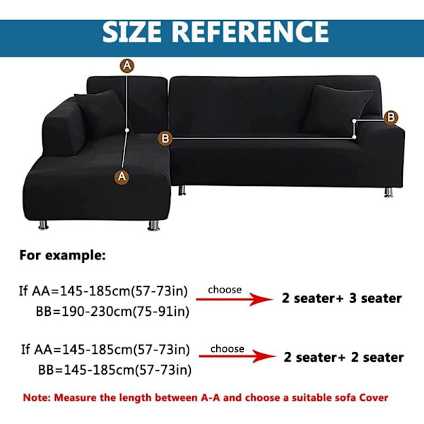 L-formet hjørnesofabetræk med elastisk betræk til 1/2/3/4-personers sofa, L-formet hjørnesofa skal købe to, Girs, 2-personers (145-185 cm)-
