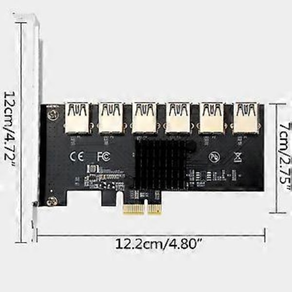 PCI-E X1 1 - 6 USB 3.0 -laajennuskortti X4 X8 X16 -näytönohjainnousuputkelle