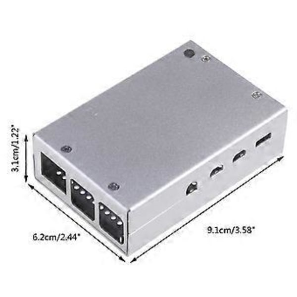 Beskyttende aluminium sølvfarvet sort etui / kasse / kabinet til Raspberry Pi 4B