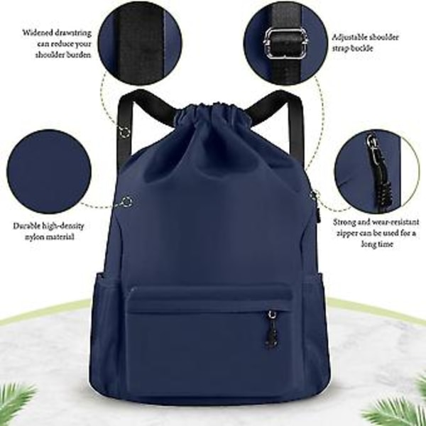 Kiristysnyörillinen reppu Kiristysnyörillinen reppukassi Urheilukuntosalikassi sivutaskulla naisille Minulle
