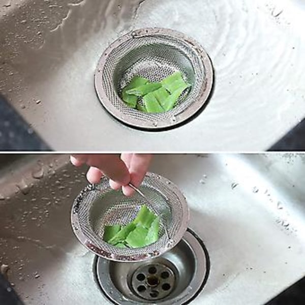 Ruostumattomasta teräksestä valmistettu keittiön tiskialtaan tiheäreikäinen kahvasiivilä 11cm 2 kpl (4-d-w)