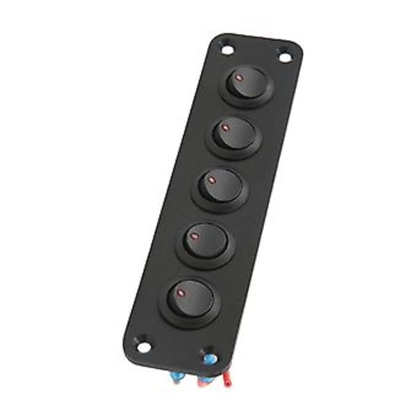 Auton kytkinpaneeli 5-osainen valokytkin punaisella valaistuksella vedenpitävä 12V 16A veneeseen