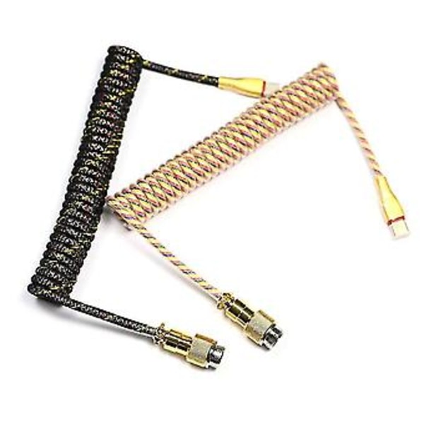 Type C Datakabel Mekanisk Tastatur Spiral Kabel Svart