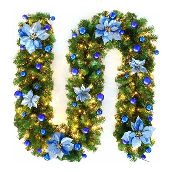 Julgirlang, 2,7M Eldstäder Trappor Dekorerade LED-slingor Ornament Julgirlang för Dekoration (Blå)-Fei Yu