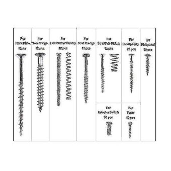 254 st/lot Kit för bakplåtsmontering med förvaringslåda för elgitarr DIY-verktyg, silver