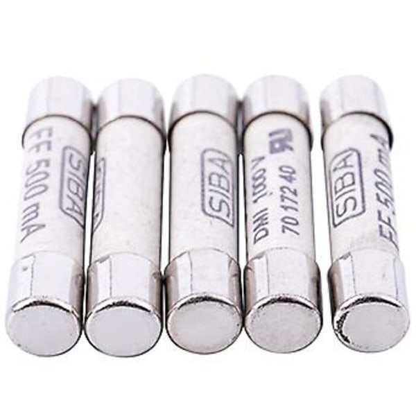 5 st Silver+ Keramik 1000V 500mA 6.3 X 32mm Keramisk Säkring För Mätare 3*0.5*0.5cm