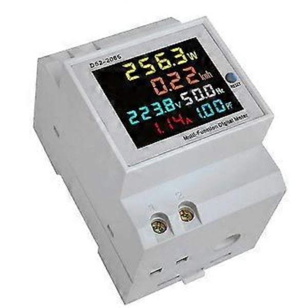 DIN-skena AC-mätare 6-i-1 250-450V 100A Spänning Ström Effektfaktor Aktiv Kwh Elektrisk Energi Frekvens