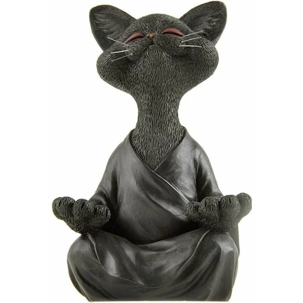 Zen och glad Buddha kattstaty i meditation, idealisk för inredning och exteriör dekoration, hem och trädgård, magnifik gåva