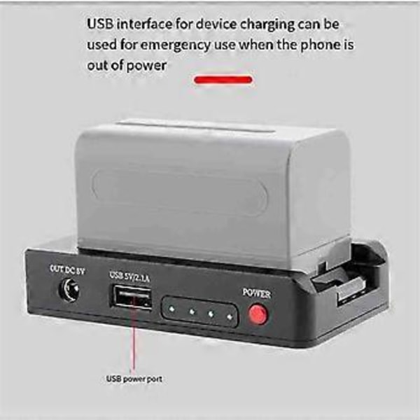 NP-F Batterilader Metall Batteriadapterplate USB DC12V DC8V DC Utganger 1/4In for NP-F970/F950/F930/F770F750/F570