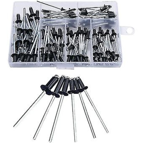 Black Rivet 120 Stk Blindnagler Nagler Med Boks Aluminium Nagler Popnagler Popnagler Sortiment Åpne Runde Nagler Aluminium Blindnagler Kuplet Hode