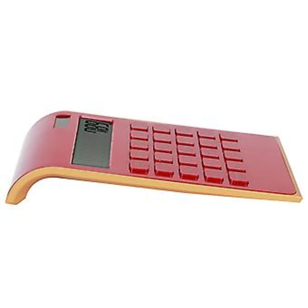 Bærbar 10-cifret lommeregner, ultratynd solcellelommeregner til hjemmekontor, virksomhed, LCD-display, rød