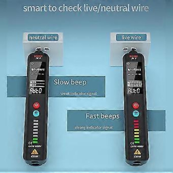 X1 Dual Mode Smart Detektor Berøringsfri AC Spændingsdetektor Ncv Multimeter Elektrisk Test Blyant Bærbar Tester Pen Med Lyd Og Lys Alarm Og Led
