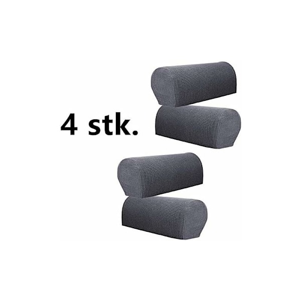 4 stk Armlenestoltrekk Vanntett Armlenstoltrekk Stretch Polyester Sofa Armlenestoltrekk Spandex Sofa Trekk for Recliner Stue Sofa (Mørk Grå