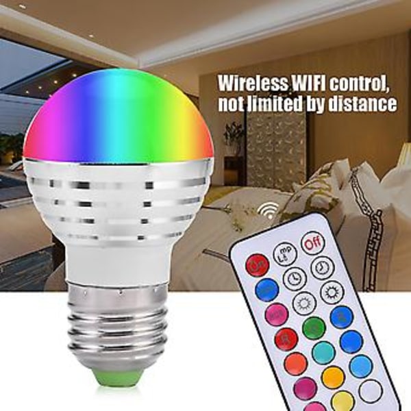 E27 3W RGB LED Färgskiftande Ljuslampa med Fjärrkontroll