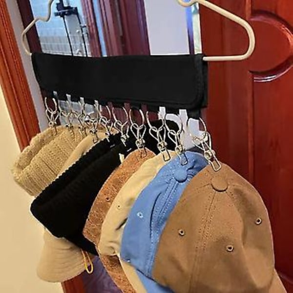 Hattehylle Vegg Hattekrok Bærbar Hatteorganisator Henger med 10 Baseballcaps-klyper - 2 stk (santanxing)