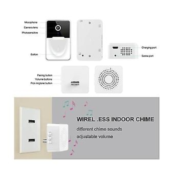 X3 Pro Dørklokke Visuel Fjernbetjening Dørklokke Wifi Trådløs Lyd Hul Fri Tovejs Intercom Kamera