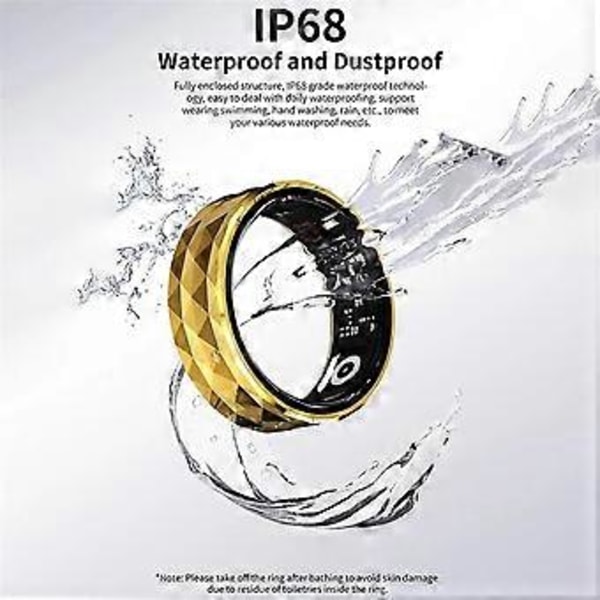 R12M Smart Ring Mænd Kvinder Puls og Multi-Sportstilstand Fitness Ring IP68 Søvnmonitor Smart Ring 20 19,8 mm Guld