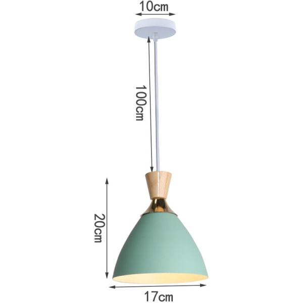 2 stk. loftslampe i metal og træ, justerbar hængelampe, grøn