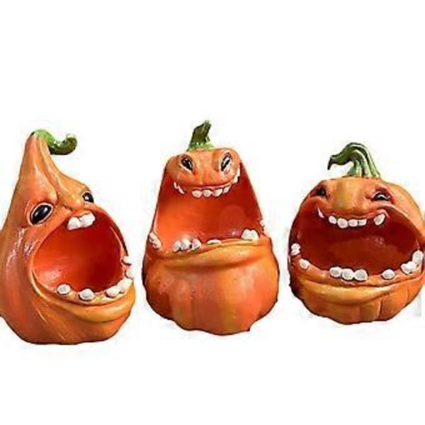 Halloween Gresskar Oppbevaringsboks Stor Munn Tegneserie Gresskar Resin Figur Smykker Nøkler Beholder Skrivebord Dekorasjoner B