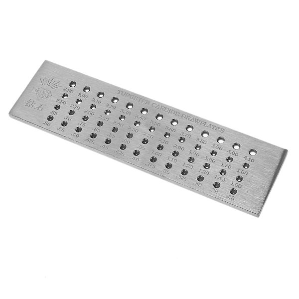 Dragplatta i volframkarbid för smyckestillverkning och reparation - 52 runda hål - 0,26 till 4,10 mm