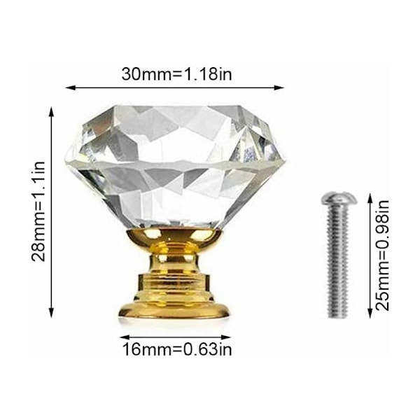 8 stk. skuffeknapper kommodegreb møbelknapper krystal 30mm zinklegering krystalglas knop håndtag garderobe træk håndtag møbelhåndtag (