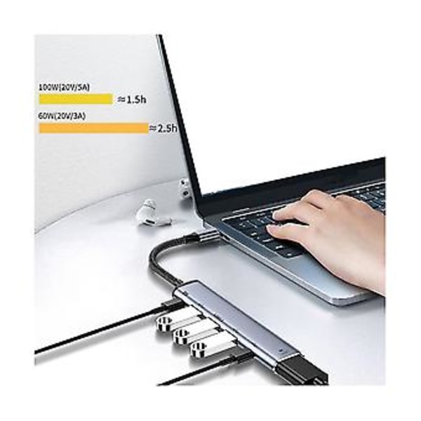 Kannettava USB 3.1 Type-C Hub -yhteensopiva Splitterisovitin 4k 3 USB C Hub PC:lle (y003)