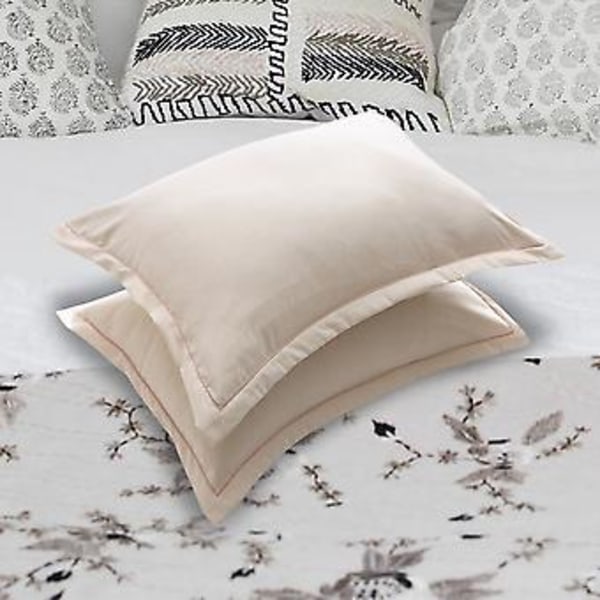 2 stk. ensfarget putetrekk myk bomull linblandet putevar beige 51*76cm