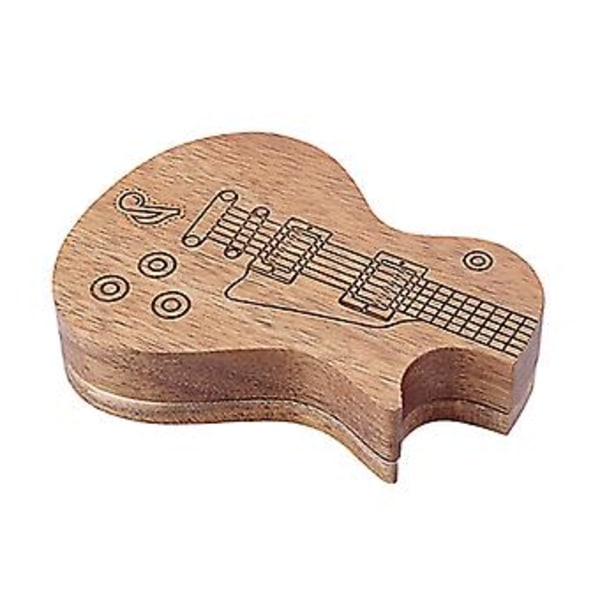 Återanvändbar Solid Trä Bärbar Gitarrplektrum Organiseringslåda Gitarrtillbehör