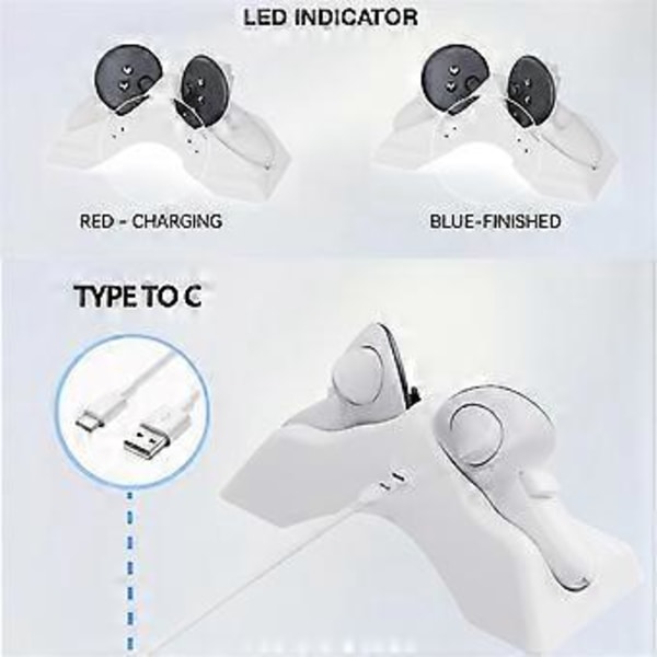 Til 3/Quest 3S Controller Opladningsholder, Hurtig Opladningsstation Opladningsdock Controller VR Tilbehør