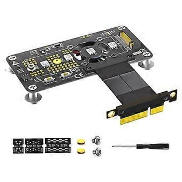 Riser-kortti M.2 M-Key NVME SSD PCIe X4 -jatkokaapeli jäähdytystuulettimella RGB LED magneettisella alustalla 2230-2280 NVME SSD B:lle