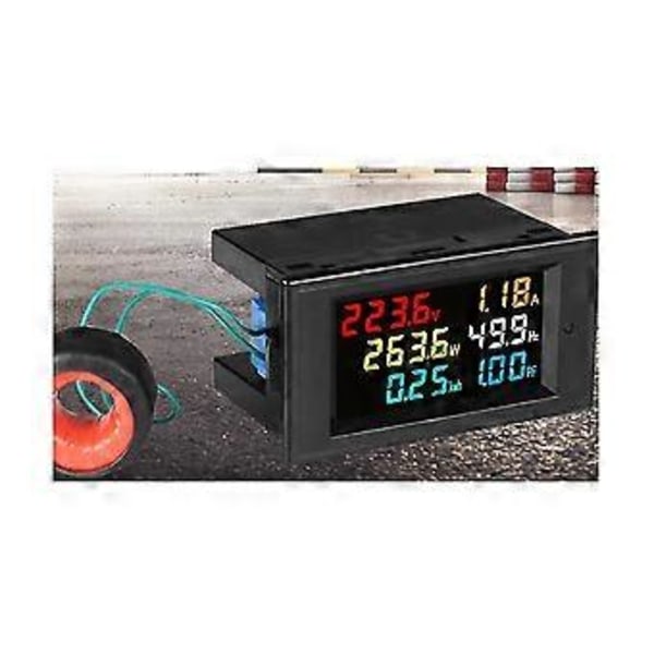 AC200-450V 100A LCD Digital Panel Wattmeter Mätare Spänning Voltmeter Ström Amperemeter Frekvensindikator