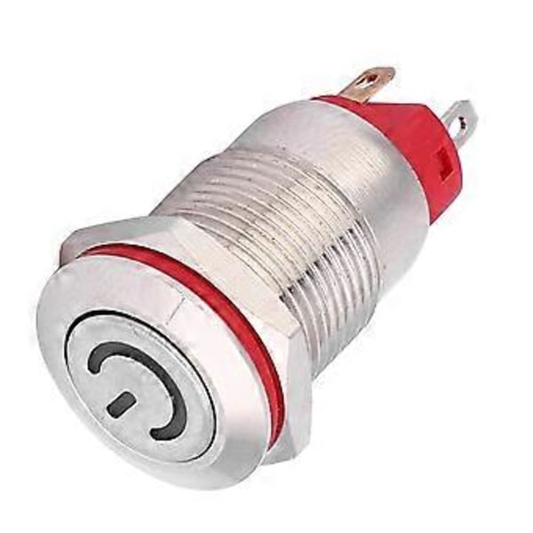 4-nastainen vedenpitävä 12 mm metallinen painikekytkin, virtamuotoinen LED-itselukittuva kytkin (valkoinen 3~9V)