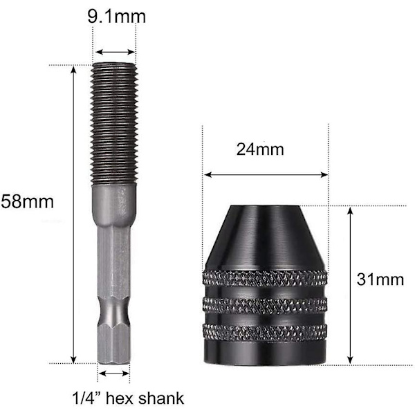 0,3-8 mm Nyckellös borrchuck Konverteringsverktyg Snabbväxlande skruvmejseladapter