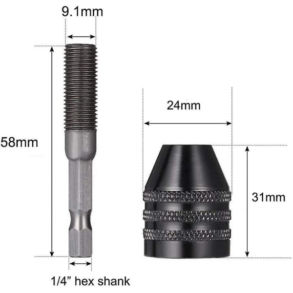 0,3-8 mm nyckellös borrchuck konverteringsverktyg Snabbväxlingsskruvmejseladapter