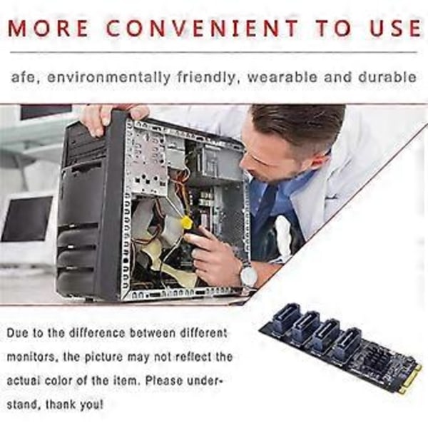 M.2 KEY-M NVME PCI-E Til 4 Port SATA3.0 Udvidelseshårddisk HDD SSD Adapter Tilføjelseskort Driverfri JMB582
